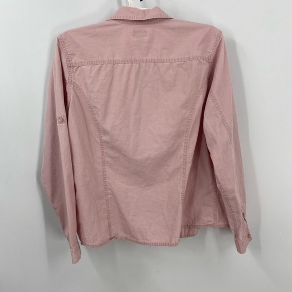 L.L. Bean Pink Chambray Button Front Rollsleeve S… - image 3